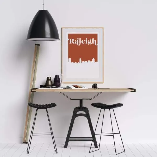 Raleigh, North Carolina retro inspired city skyline