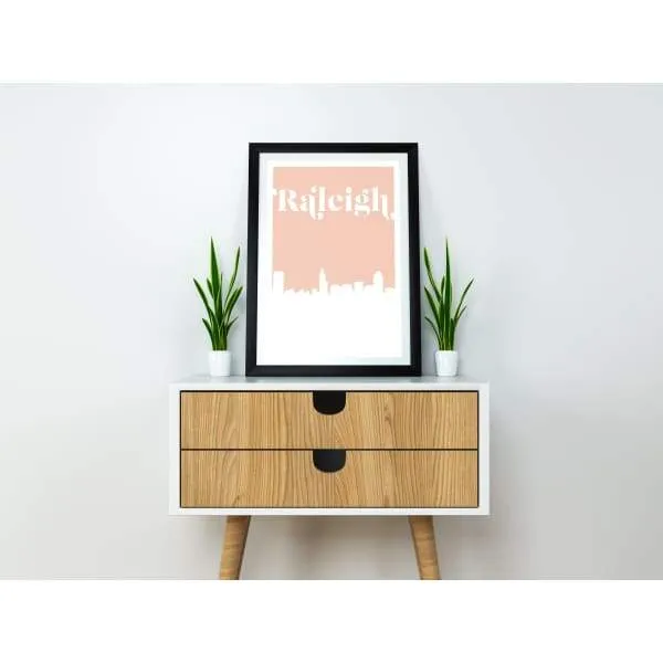 Raleigh, North Carolina retro inspired city skyline