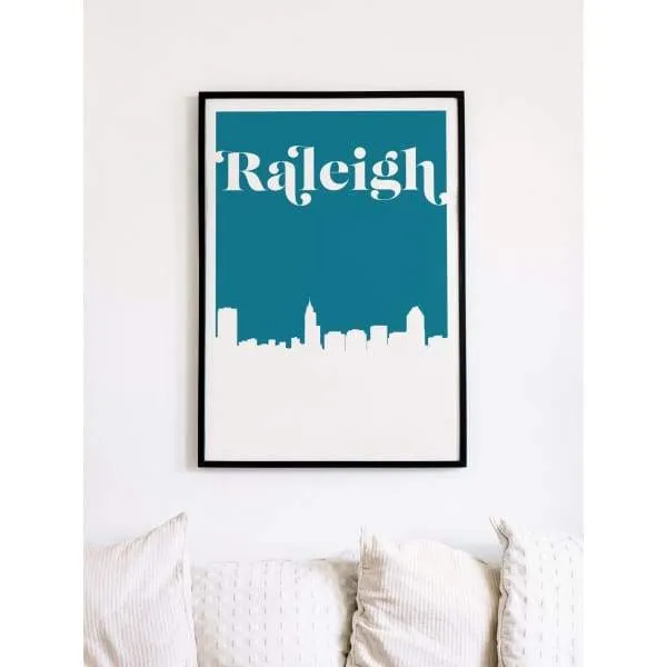 Raleigh, North Carolina retro inspired city skyline