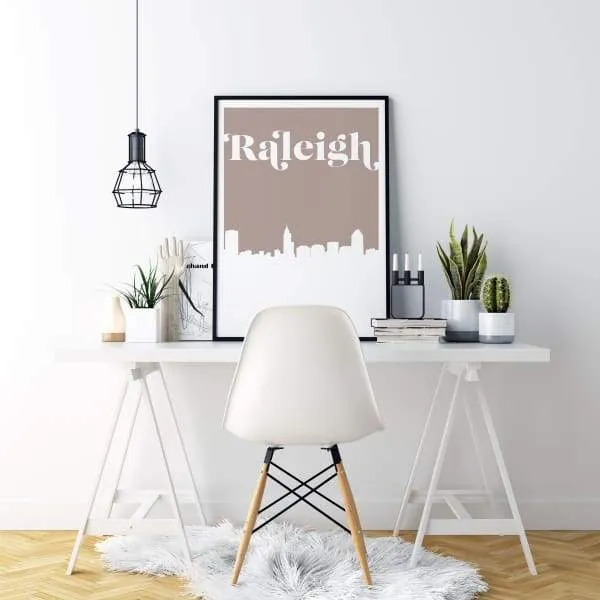 Raleigh, North Carolina retro inspired city skyline