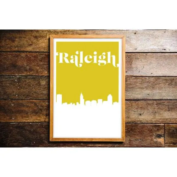 Raleigh, North Carolina retro inspired city skyline