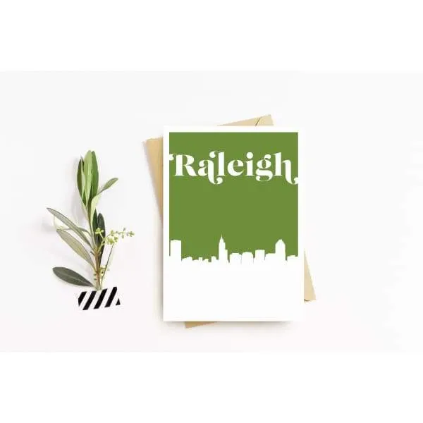 Raleigh, North Carolina retro inspired city skyline