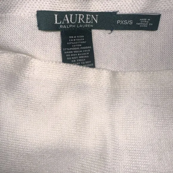 Ralph Lauren Cotton Modal Blend White Black Poncho Cape Coat Sz S EUC