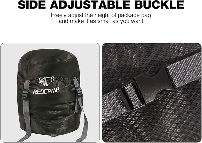 REDCAMP Sleeping Bag Stuff Sack, Black M, L, XL and XXL Compression Sack, Great for Backpacking and Camping