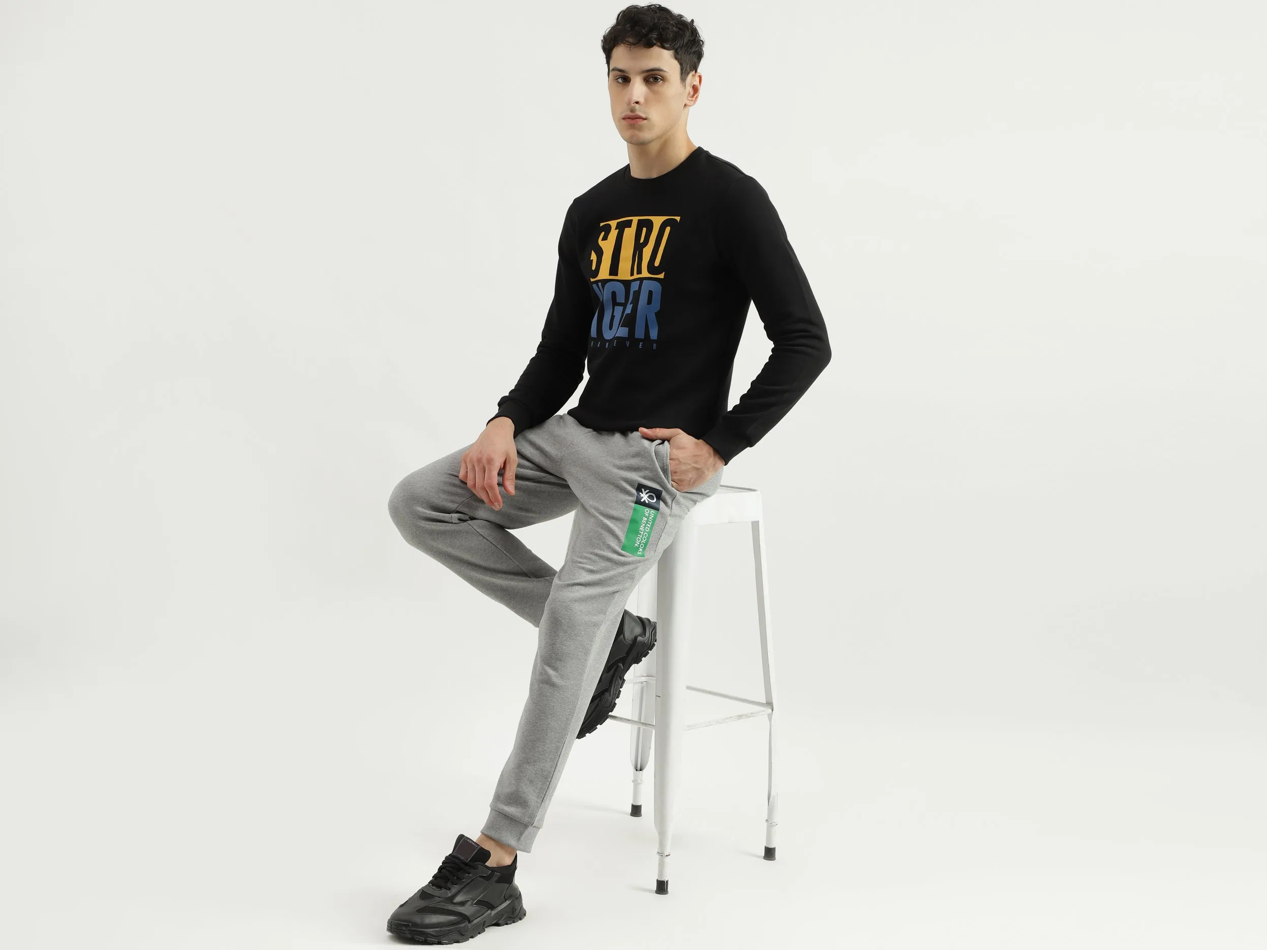 Regular Fit Round Neck Graphic Sweatshirt