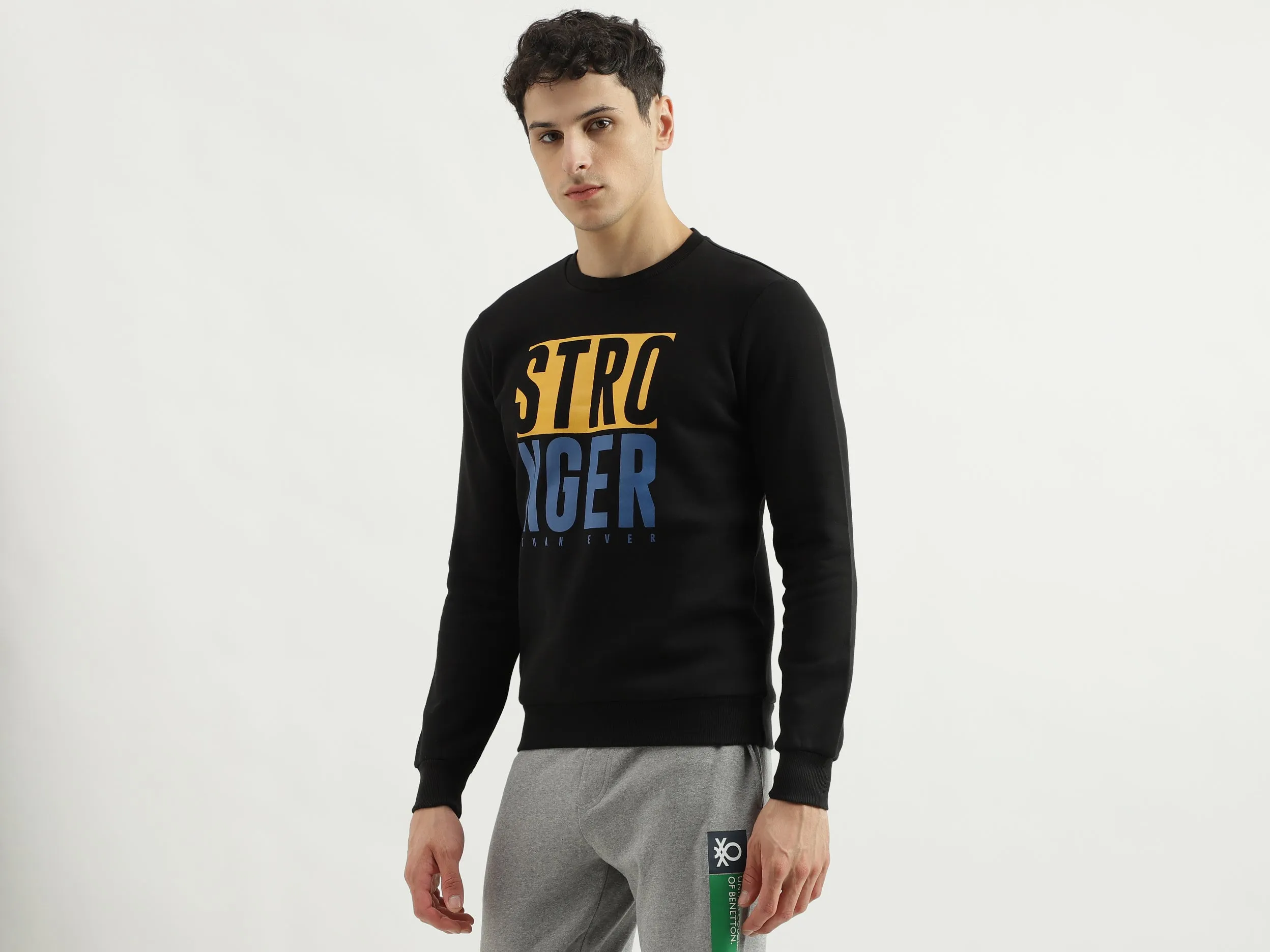 Regular Fit Round Neck Graphic Sweatshirt