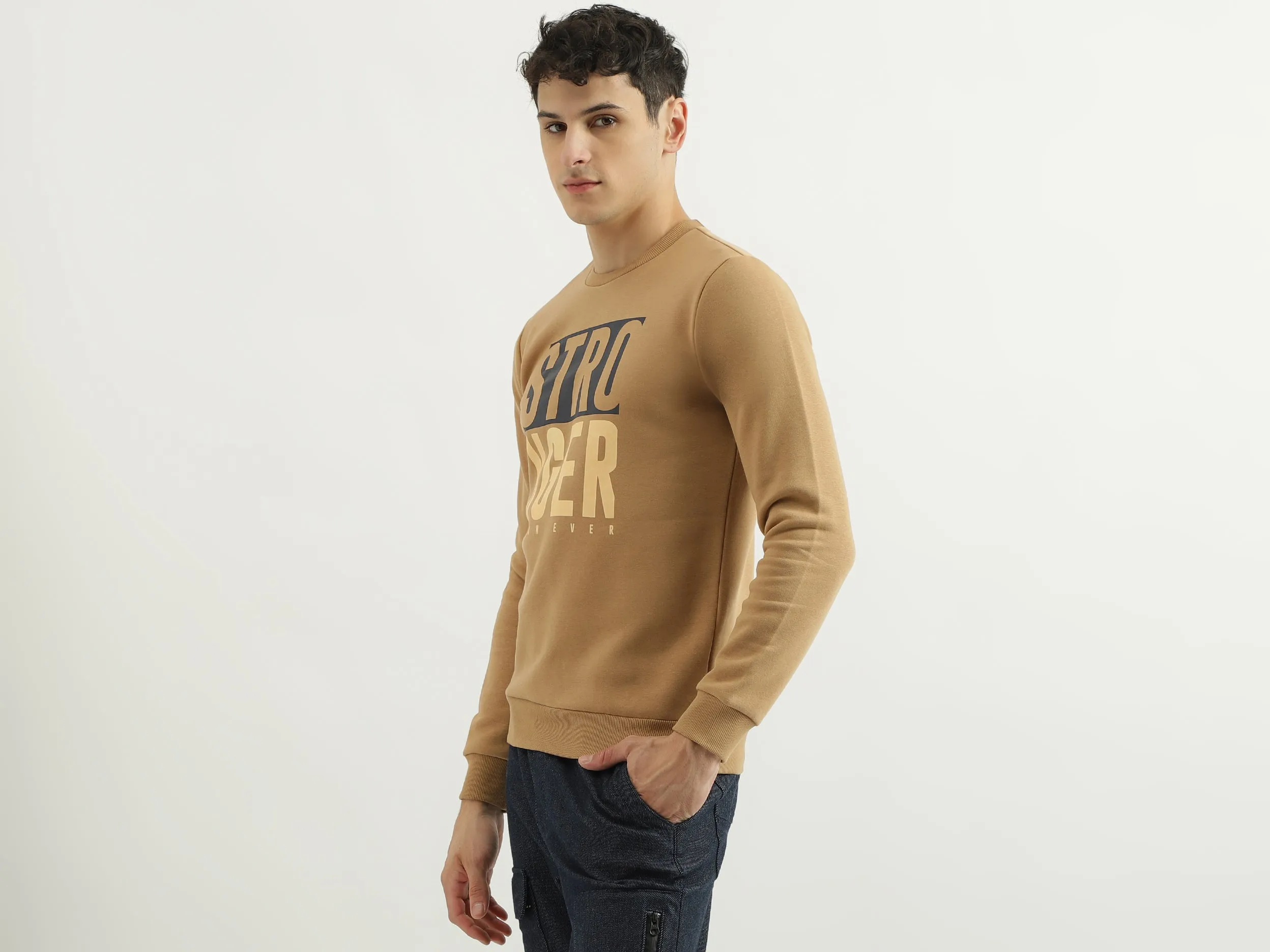 Regular Fit Round Neck Graphic Sweatshirt