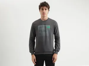Regular Fit Round Neck Printed Pattern Sweatshirt