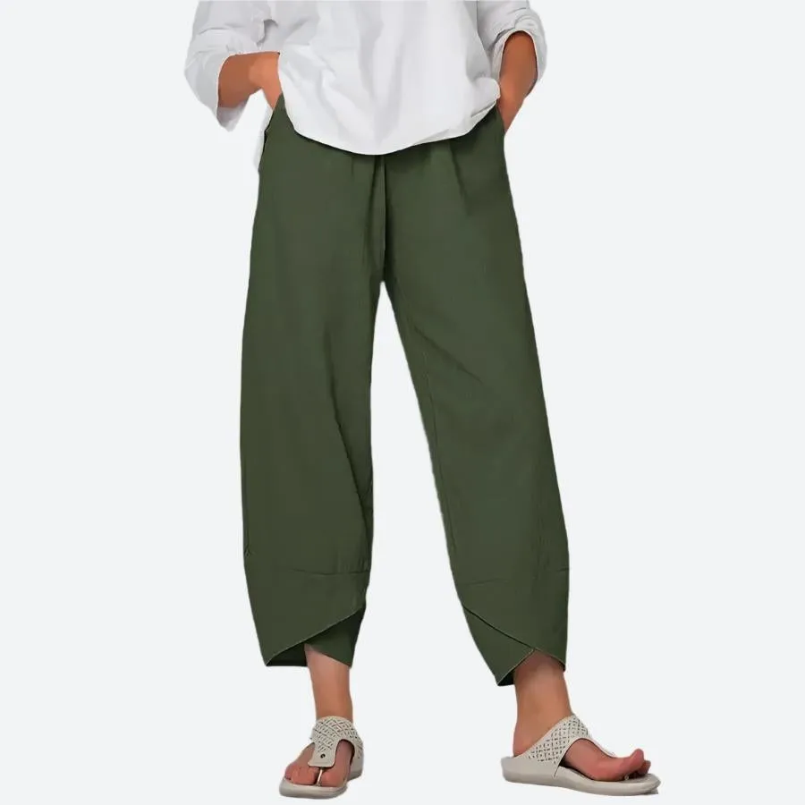 Relaxed Cropped Hem Drawstring Pants