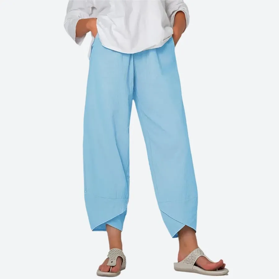Relaxed Cropped Hem Drawstring Pants