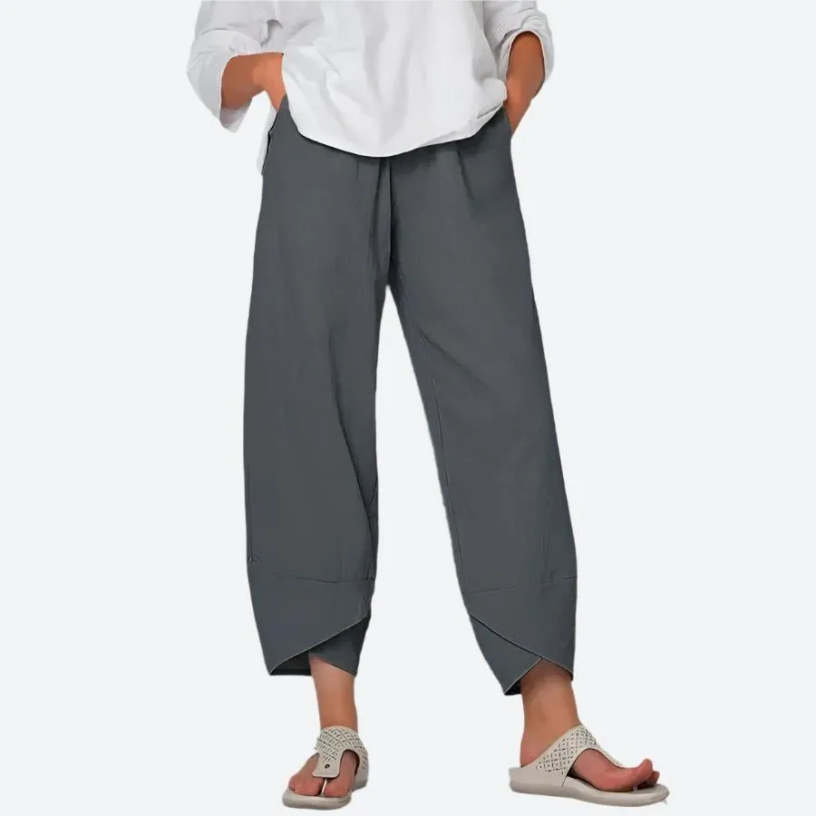 Relaxed Cropped Hem Drawstring Pants