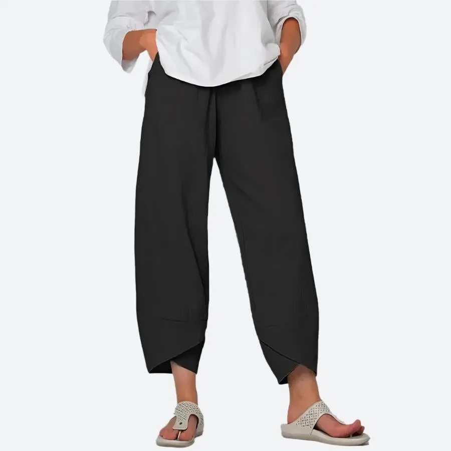 Relaxed Cropped Hem Drawstring Pants
