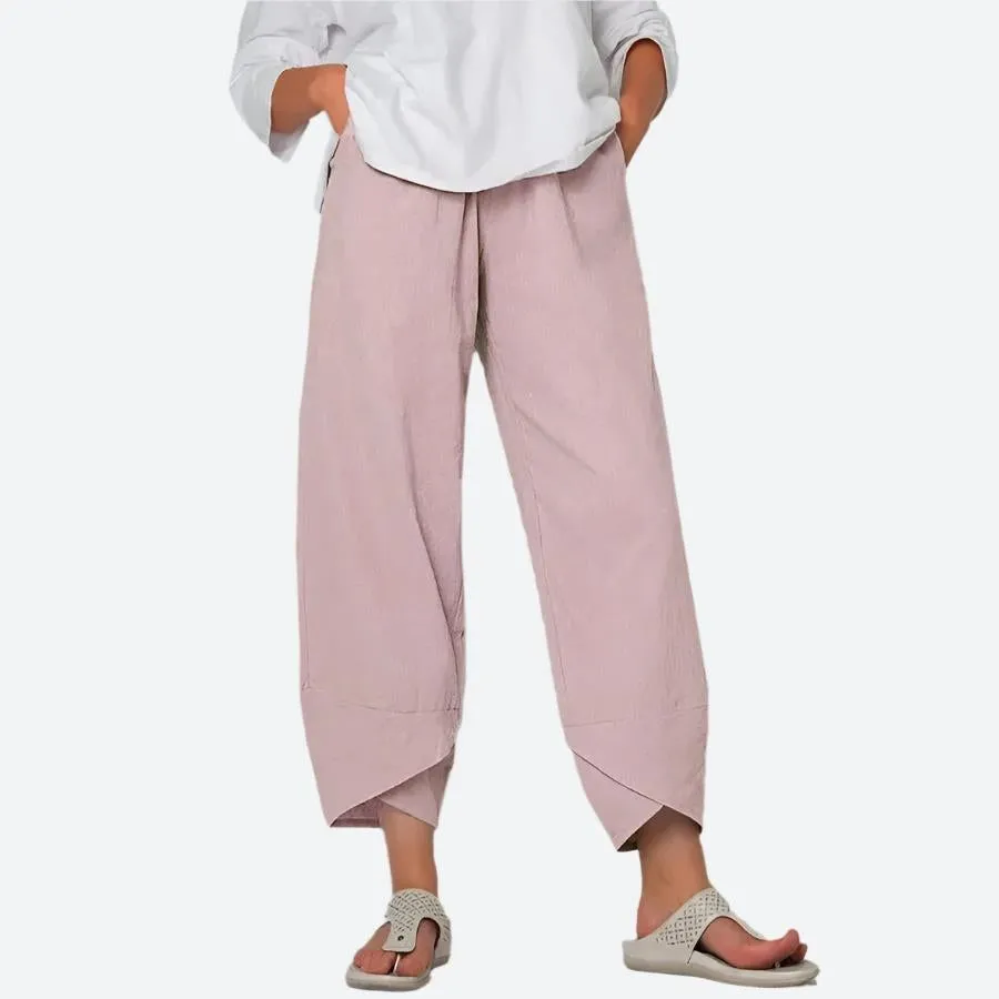 Relaxed Cropped Hem Drawstring Pants