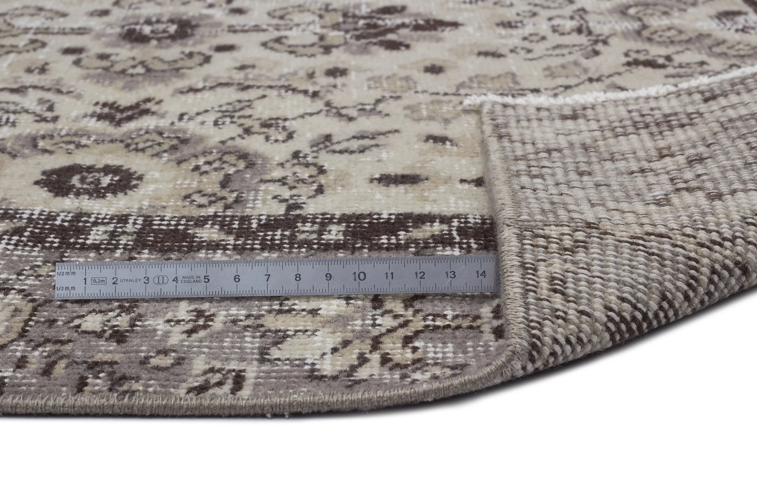 Retro Design Beige Over Dyed Vintage Rug 4'10'' x 8'7'' ft 148 x 262 cm