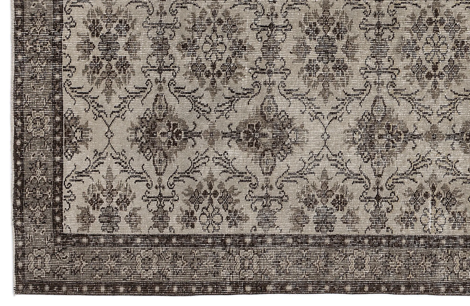 Retro Design Beige Over Dyed Vintage Rug 4'12'' x 8'1'' ft 152 x 246 cm