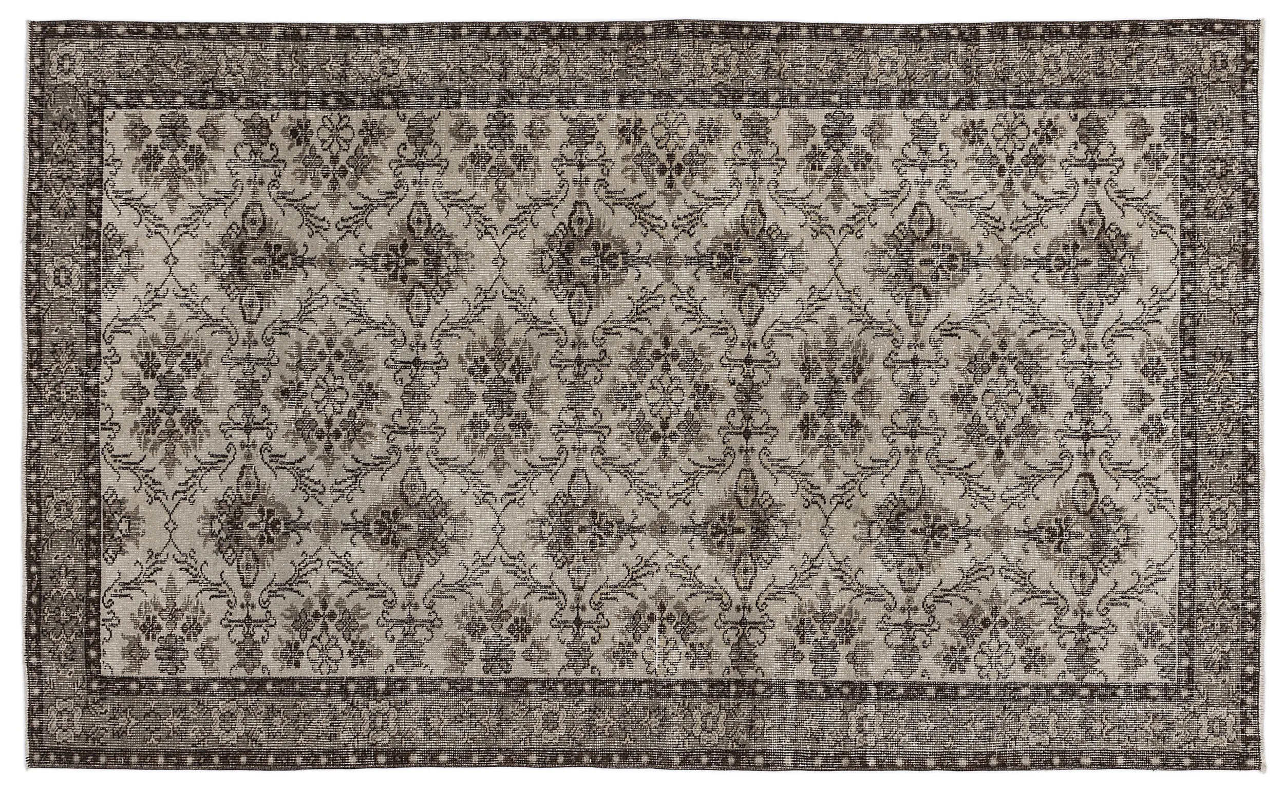 Retro Design Beige Over Dyed Vintage Rug 4'12'' x 8'1'' ft 152 x 246 cm
