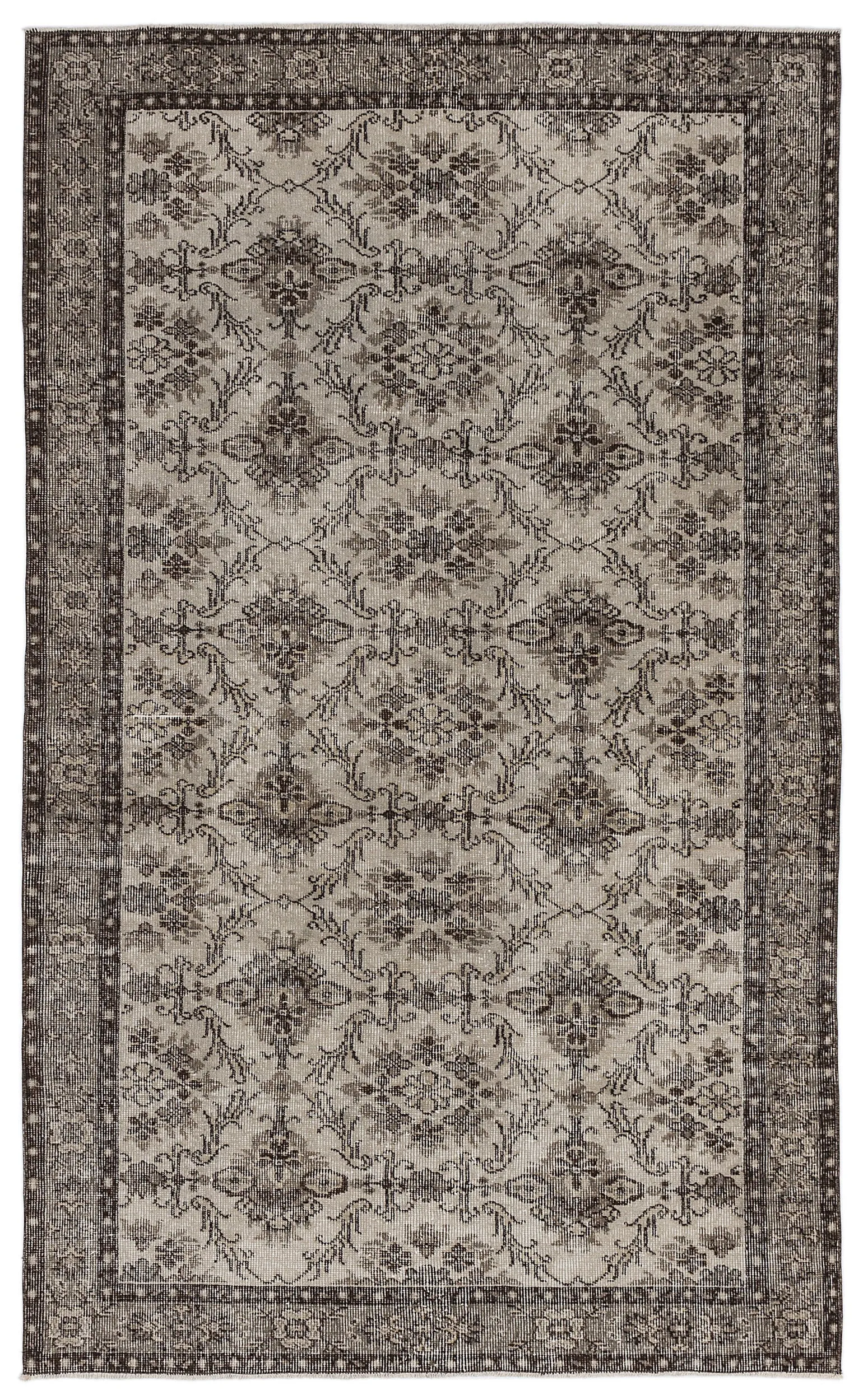 Retro Design Beige Over Dyed Vintage Rug 4'12'' x 8'1'' ft 152 x 246 cm