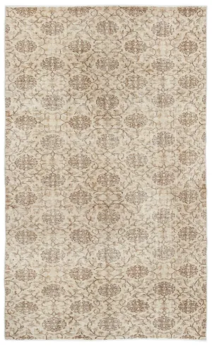 Retro Design Beige Over Dyed Vintage Rug 4'9'' x 7'10'' ft 145 x 238 cm