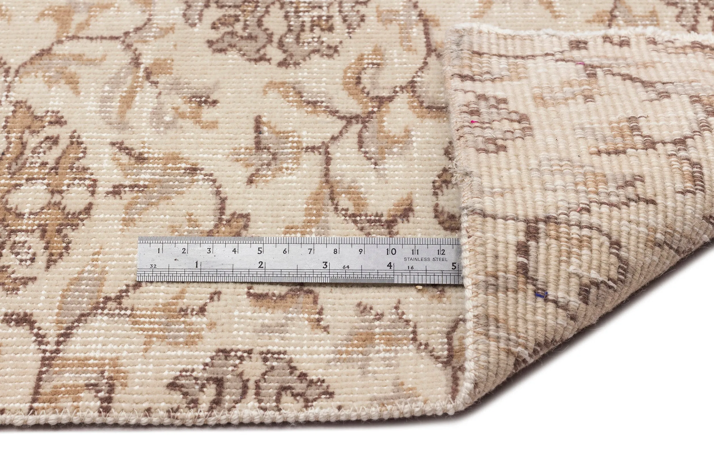 Retro Design Beige Over Dyed Vintage Rug 4'9'' x 7'10'' ft 145 x 238 cm