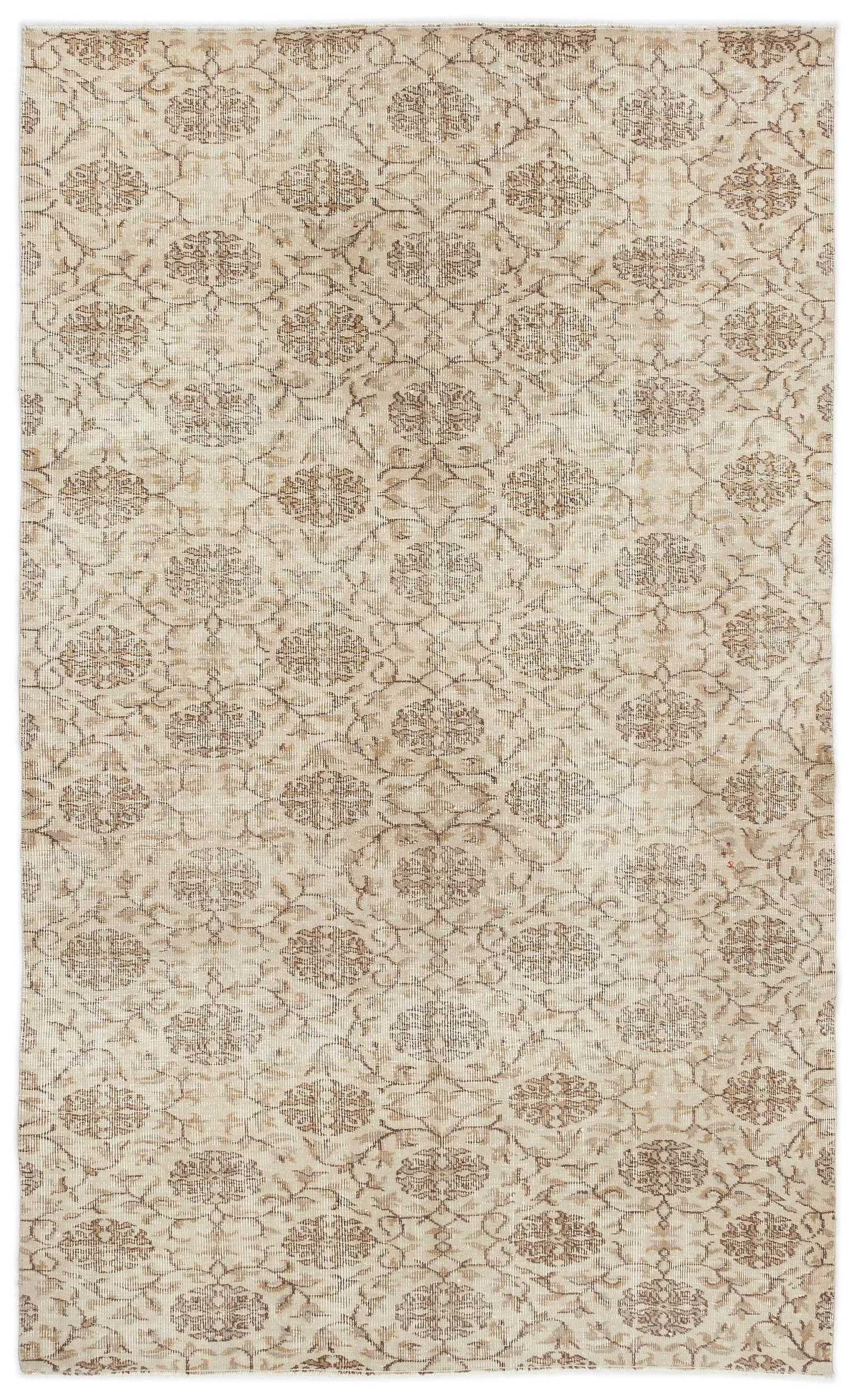 Retro Design Beige Over Dyed Vintage Rug 4'9'' x 7'10'' ft 145 x 238 cm