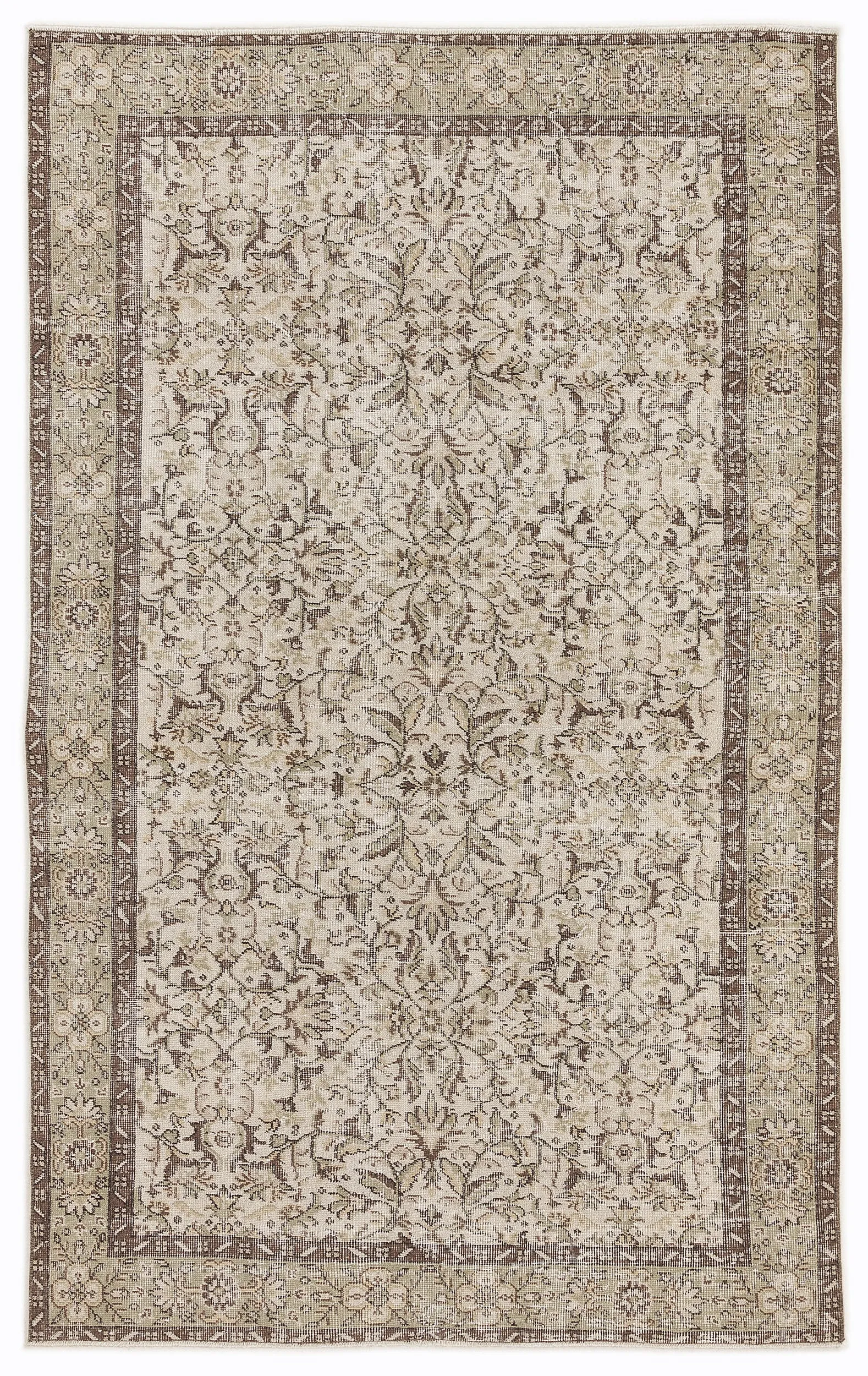 Retro Design Beige Over Dyed Vintage Rug 5'1'' x 8'4'' ft 155 x 255 cm