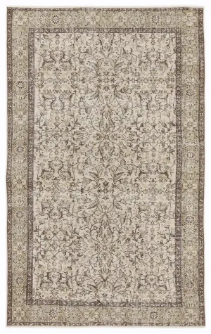 Retro Design Beige Over Dyed Vintage Rug 5'1'' x 8'4'' ft 155 x 255 cm