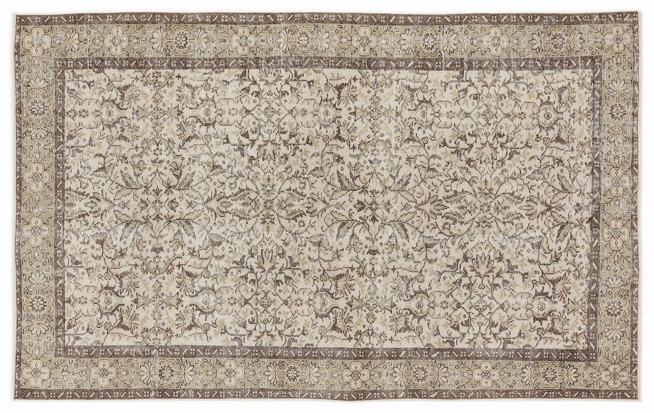 Retro Design Beige Over Dyed Vintage Rug 5'1'' x 8'4'' ft 155 x 255 cm