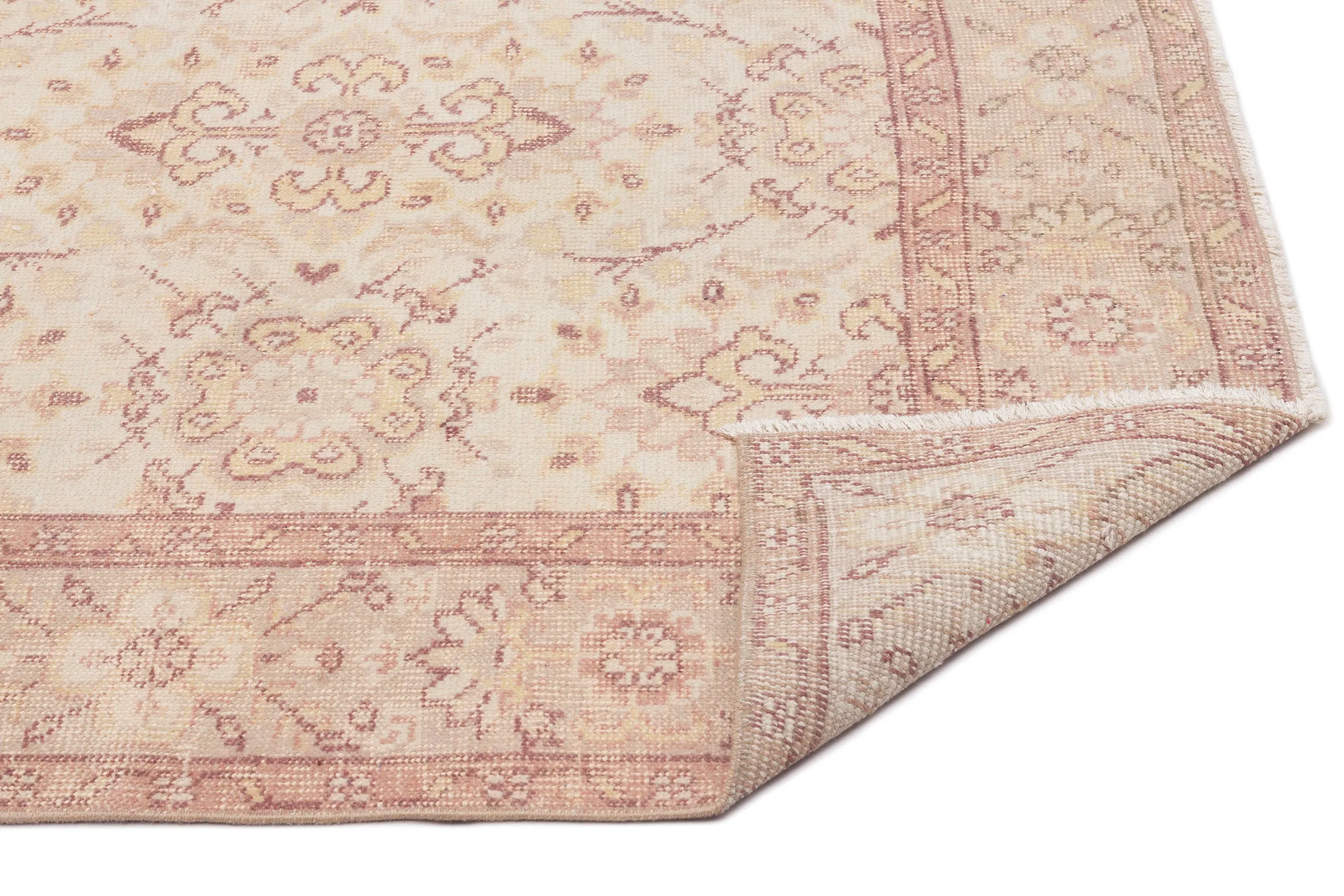 Retro Design Beige Over Dyed Vintage Rug 5'11'' x 9'5'' ft 180 x 288 cm