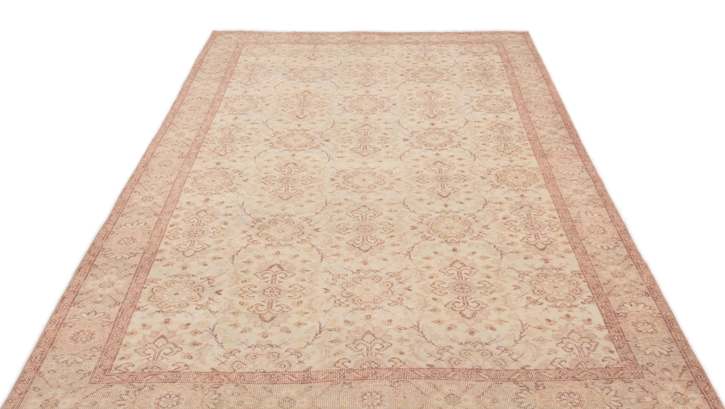 Retro Design Beige Over Dyed Vintage Rug 5'11'' x 9'5'' ft 180 x 288 cm