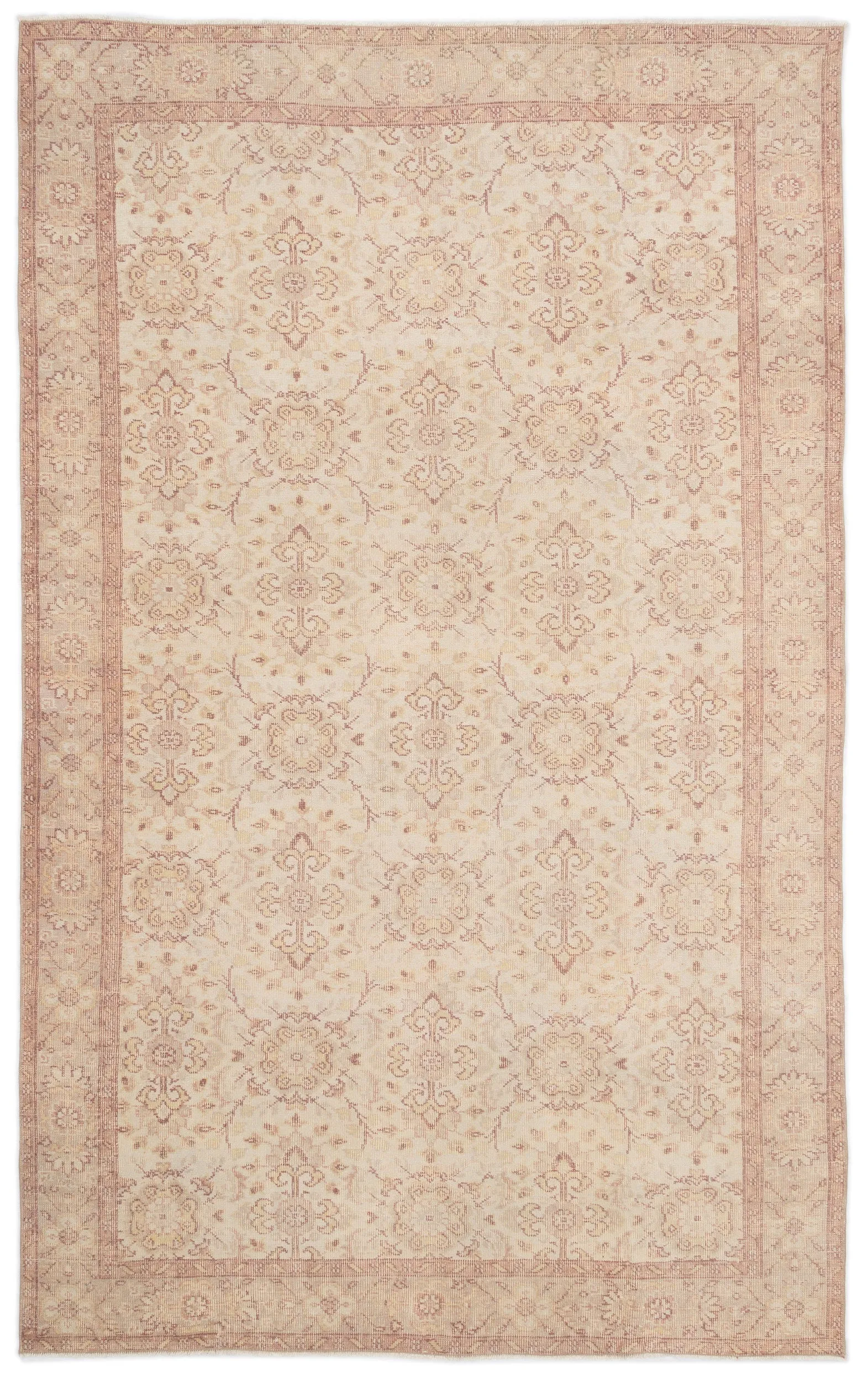 Retro Design Beige Over Dyed Vintage Rug 5'11'' x 9'5'' ft 180 x 288 cm