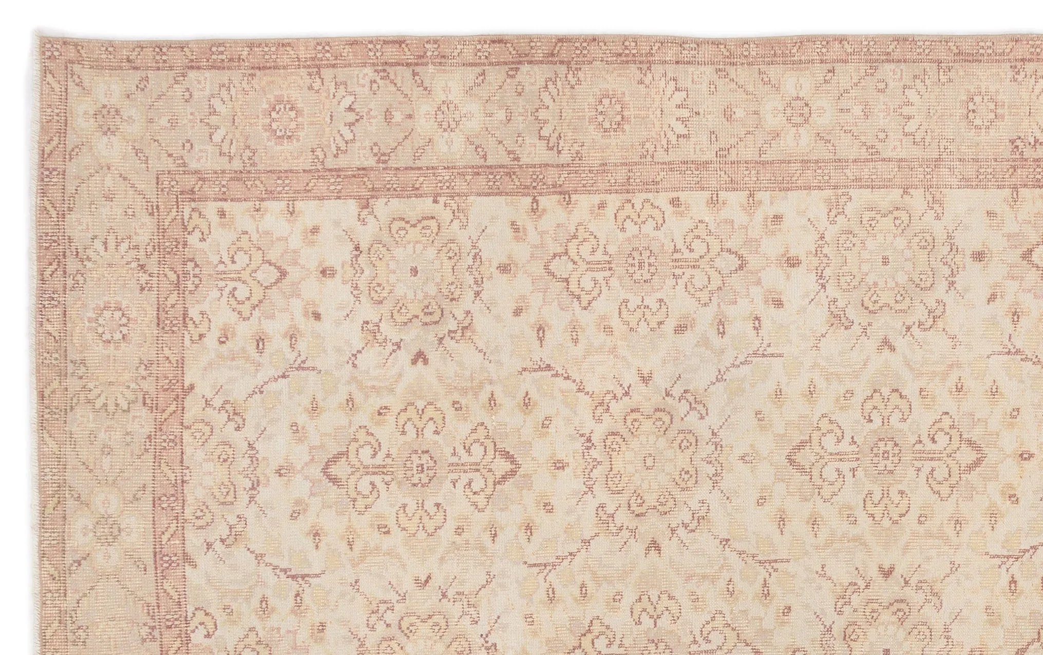 Retro Design Beige Over Dyed Vintage Rug 5'11'' x 9'5'' ft 180 x 288 cm