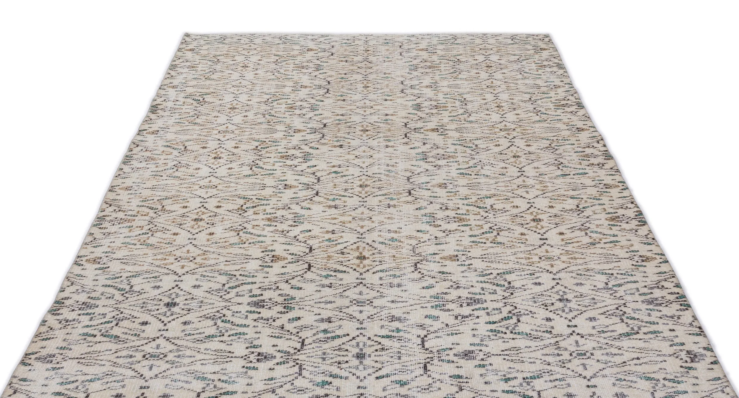 Retro Design Beige Over Dyed Vintage Rug 5'4'' x 8'6'' ft 163 x 259 cm