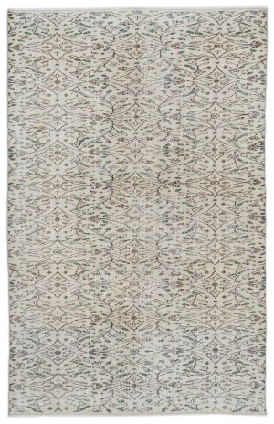 Retro Design Beige Over Dyed Vintage Rug 5'4'' x 8'6'' ft 163 x 259 cm