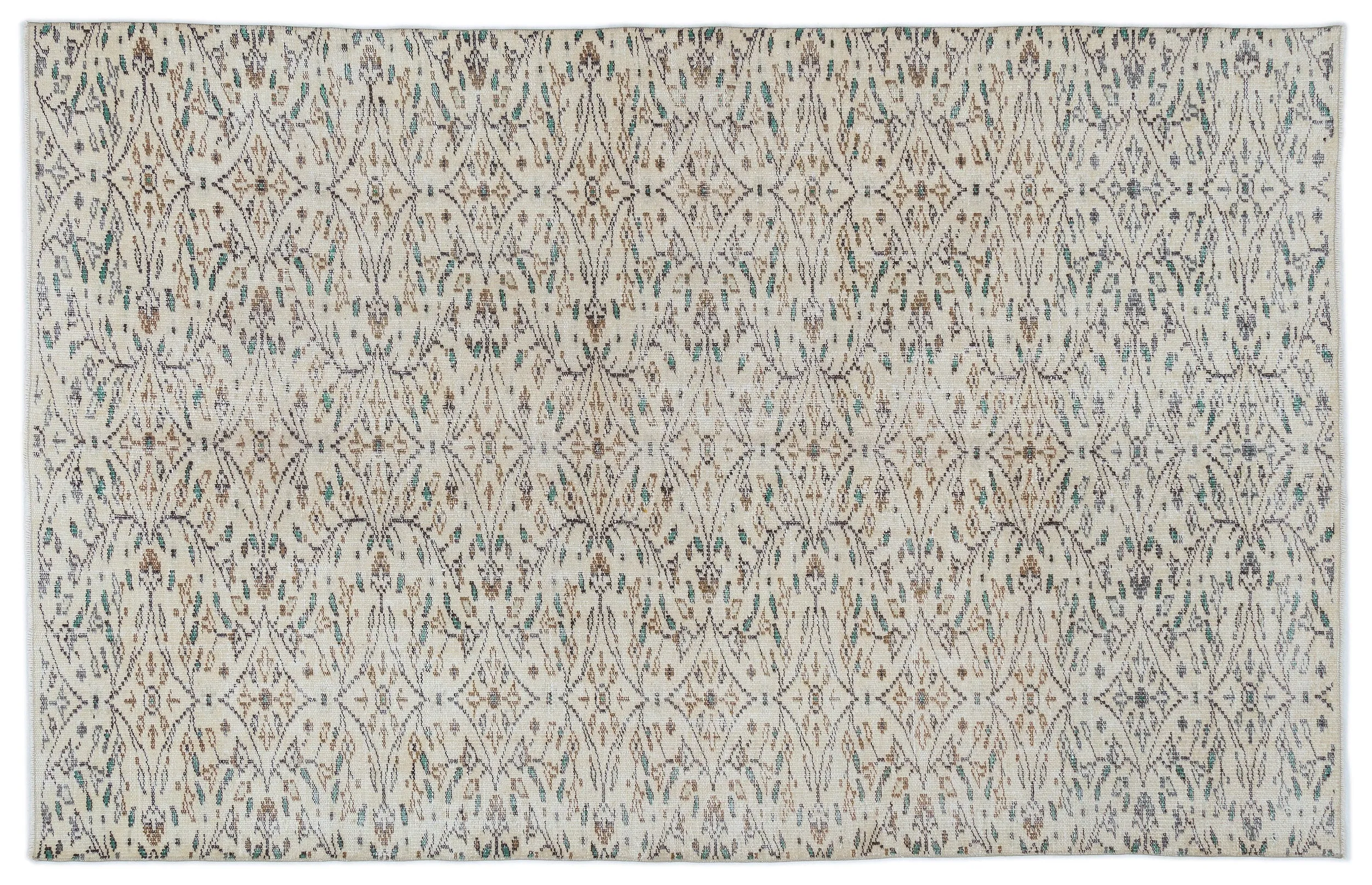 Retro Design Beige Over Dyed Vintage Rug 5'4'' x 8'6'' ft 163 x 259 cm