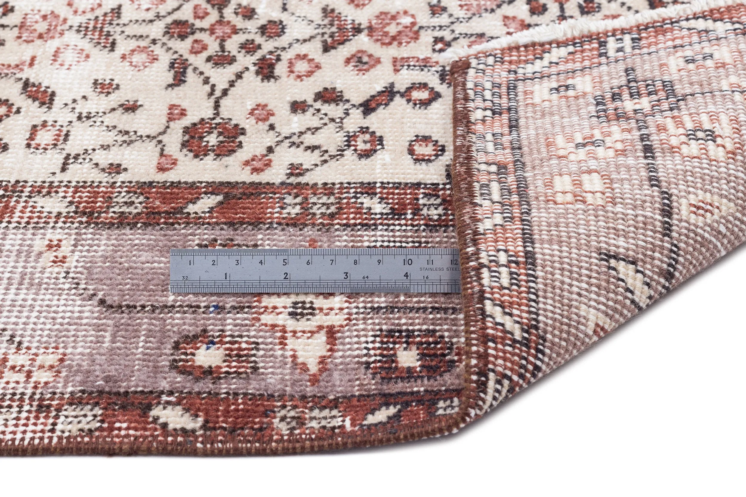 Retro Design Beige Over Dyed Vintage Rug 5'5'' x 8'5'' ft 164 x 257 cm