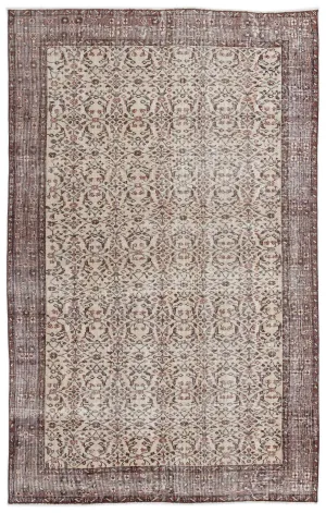 Retro Design Beige Over Dyed Vintage Rug 5'5'' x 8'5'' ft 164 x 257 cm