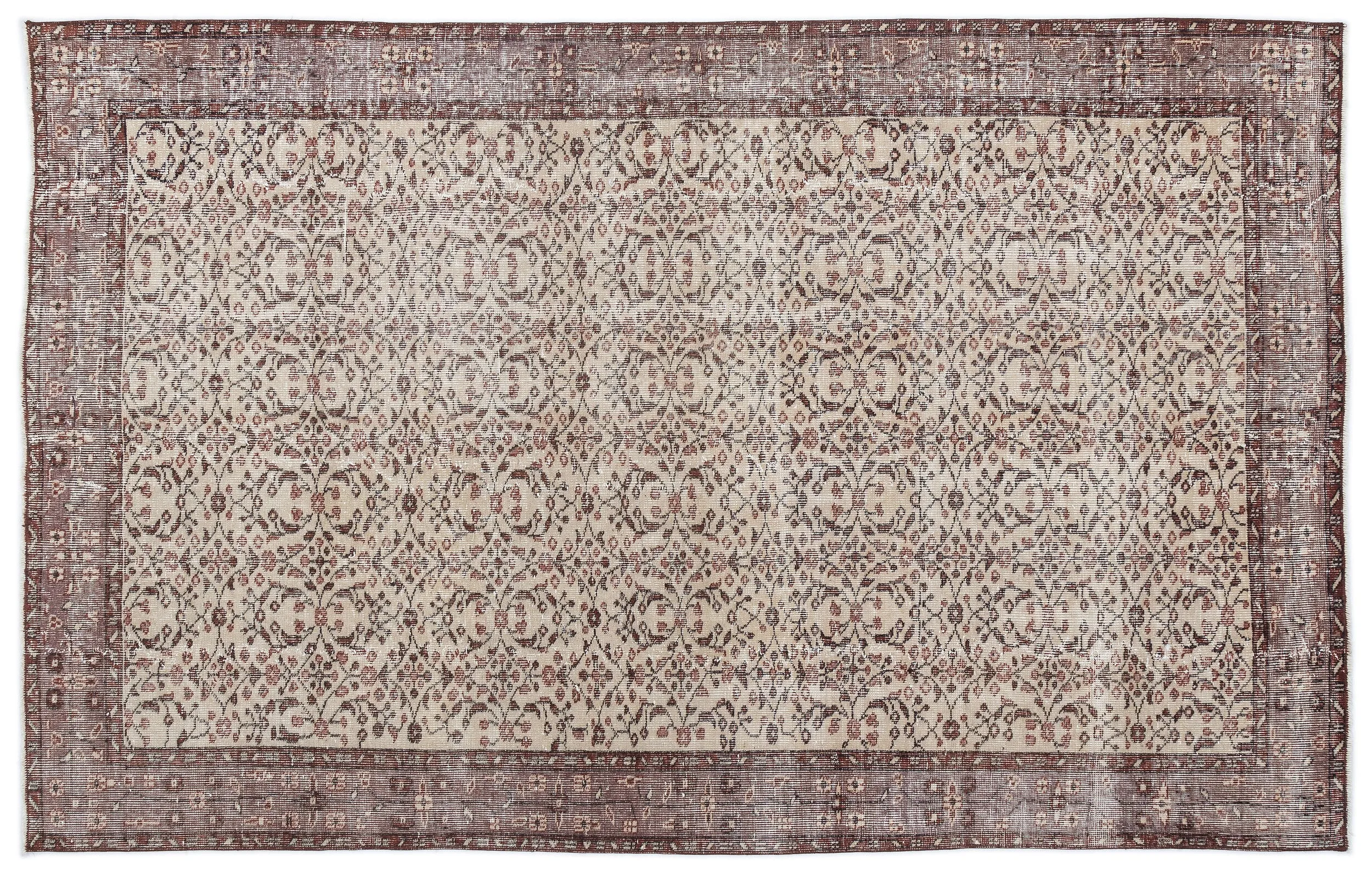 Retro Design Beige Over Dyed Vintage Rug 5'5'' x 8'5'' ft 164 x 257 cm