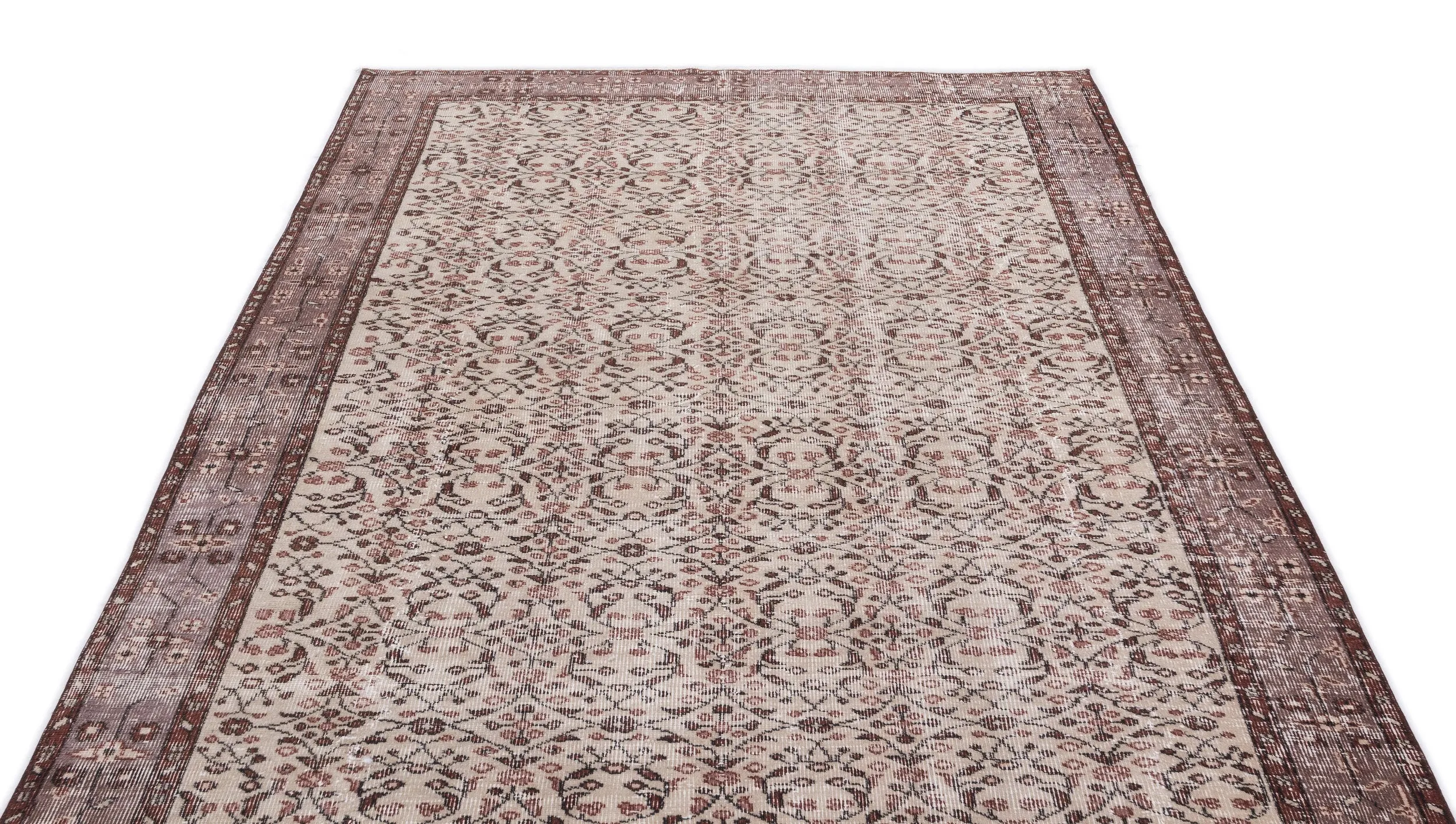 Retro Design Beige Over Dyed Vintage Rug 5'5'' x 8'5'' ft 164 x 257 cm