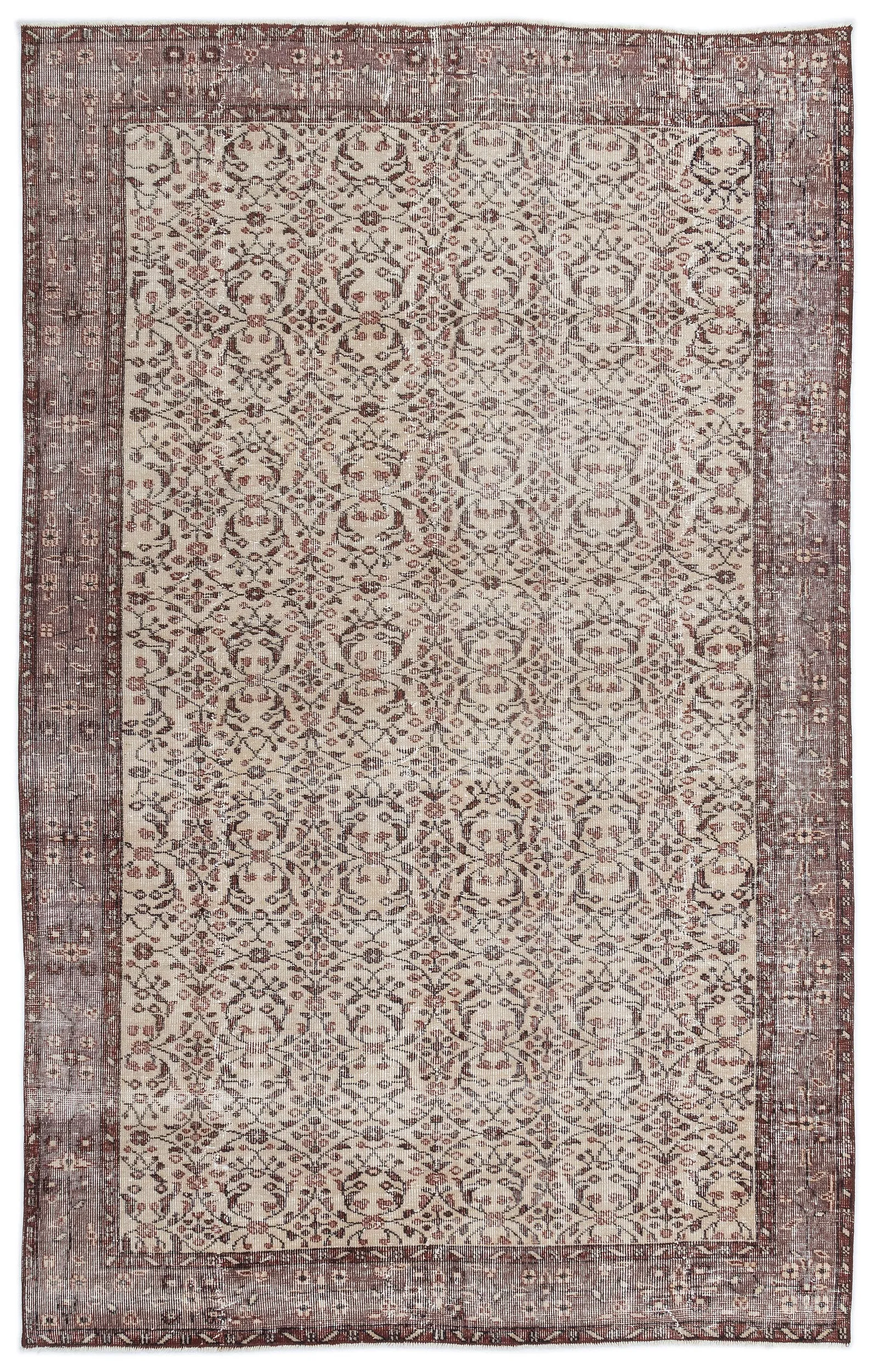 Retro Design Beige Over Dyed Vintage Rug 5'5'' x 8'5'' ft 164 x 257 cm