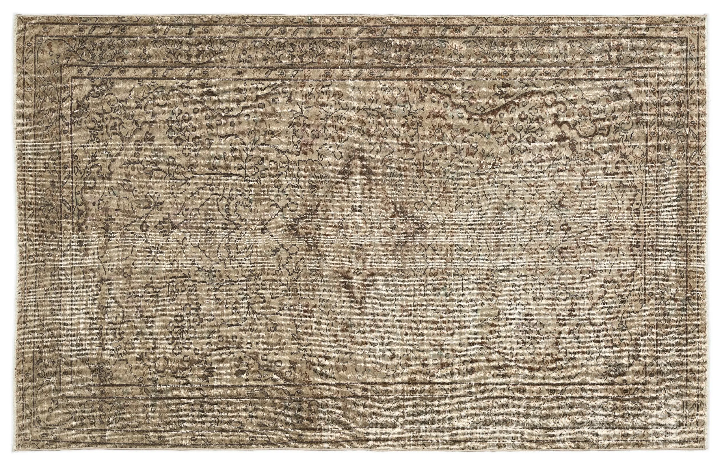 Retro Design Beige Over Dyed Vintage Rug 5'5'' x 8'8'' ft 166 x 265 cm