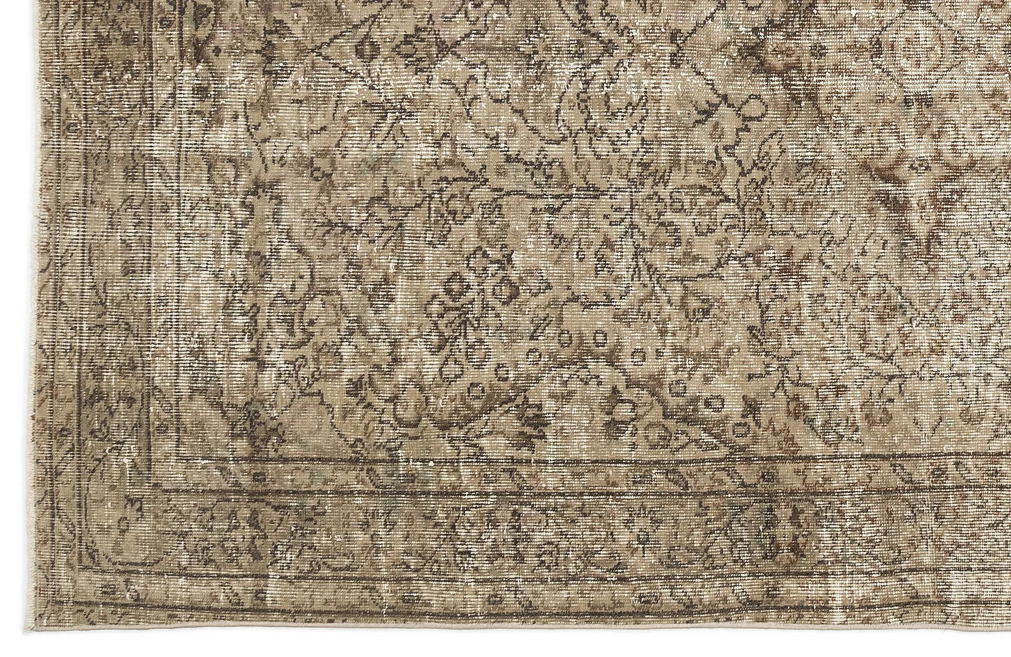 Retro Design Beige Over Dyed Vintage Rug 5'5'' x 8'8'' ft 166 x 265 cm