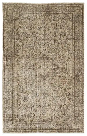 Retro Design Beige Over Dyed Vintage Rug 5'5'' x 8'8'' ft 166 x 265 cm