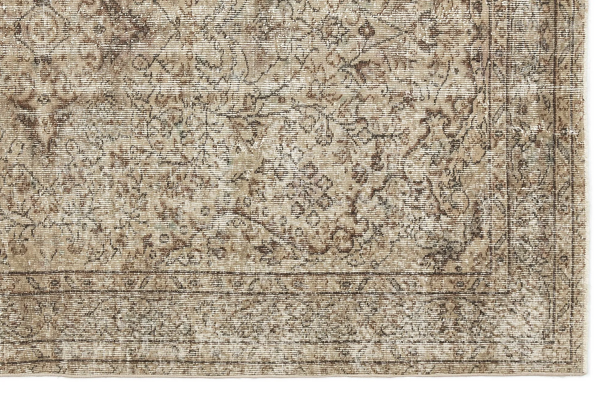 Retro Design Beige Over Dyed Vintage Rug 5'5'' x 8'8'' ft 166 x 265 cm