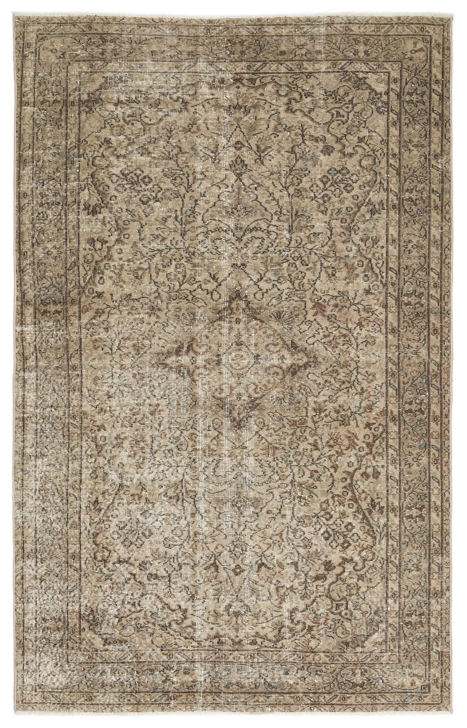 Retro Design Beige Over Dyed Vintage Rug 5'5'' x 8'8'' ft 166 x 265 cm