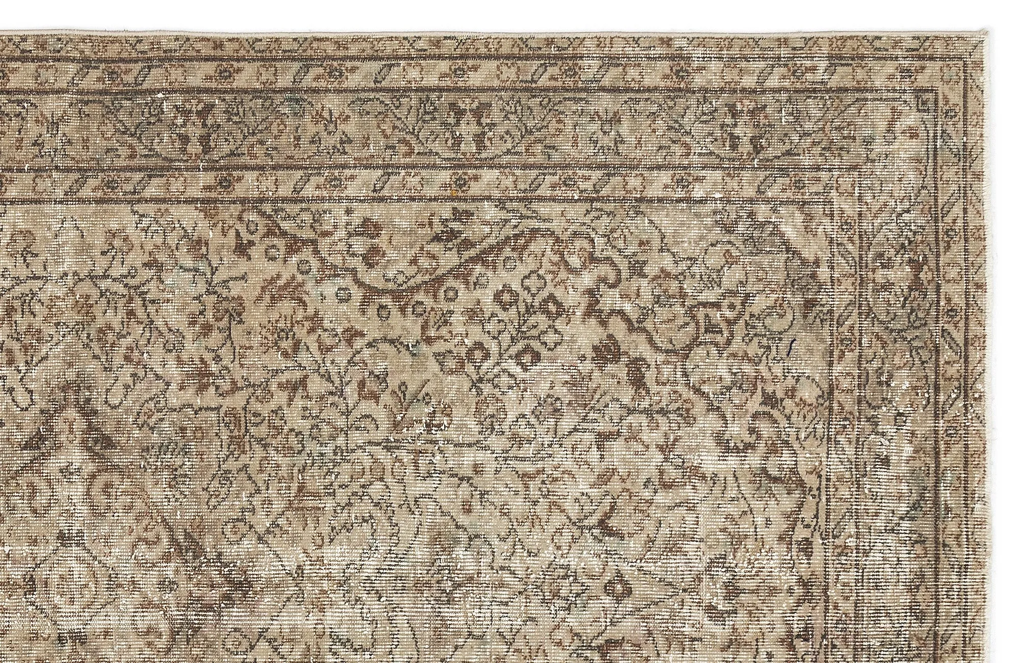 Retro Design Beige Over Dyed Vintage Rug 5'5'' x 8'8'' ft 166 x 265 cm