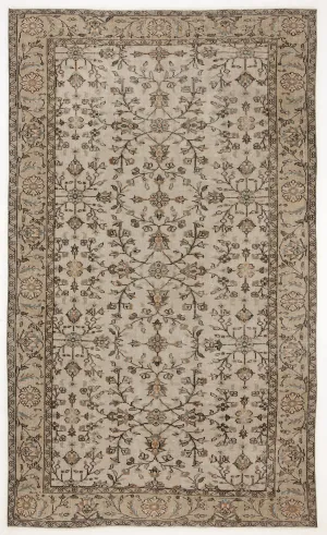 Retro Design Beige Over Dyed Vintage Rug 5'5'' x 9'0'' ft 164 x 275 cm