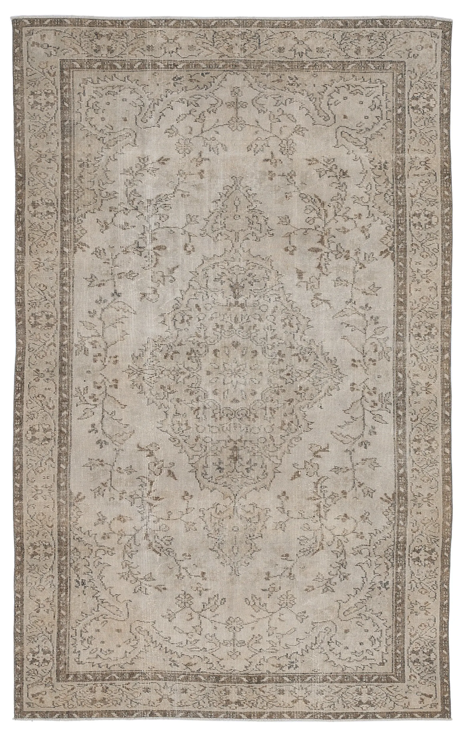 Retro Design Beige Over Dyed Vintage Rug 5'6'' x 9'1'' ft 168 x 276 cm