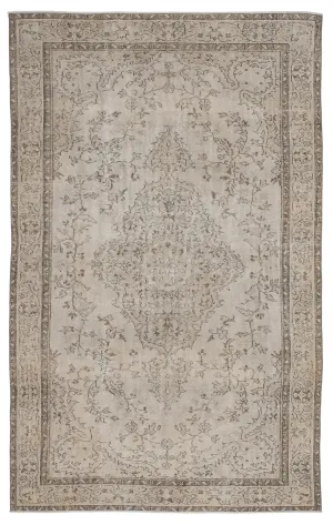 Retro Design Beige Over Dyed Vintage Rug 5'6'' x 9'1'' ft 168 x 276 cm