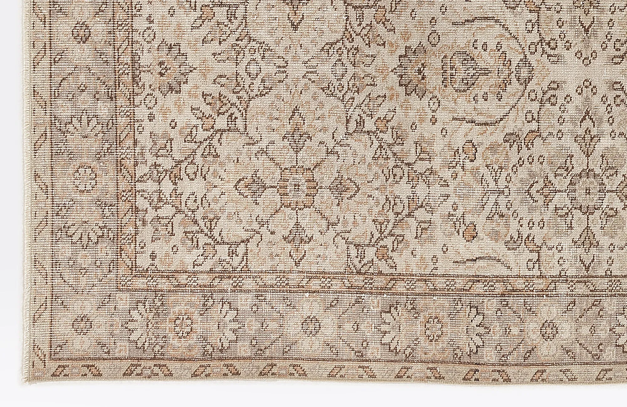 Retro Design Beige Over Dyed Vintage Rug 5'7'' x 9'7'' ft 170 x 292 cm