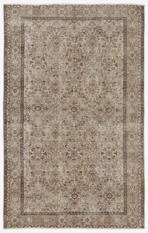 Retro Design Beige Over Dyed Vintage Rug 5'8'' x 9'1'' ft 173 x 278 cm